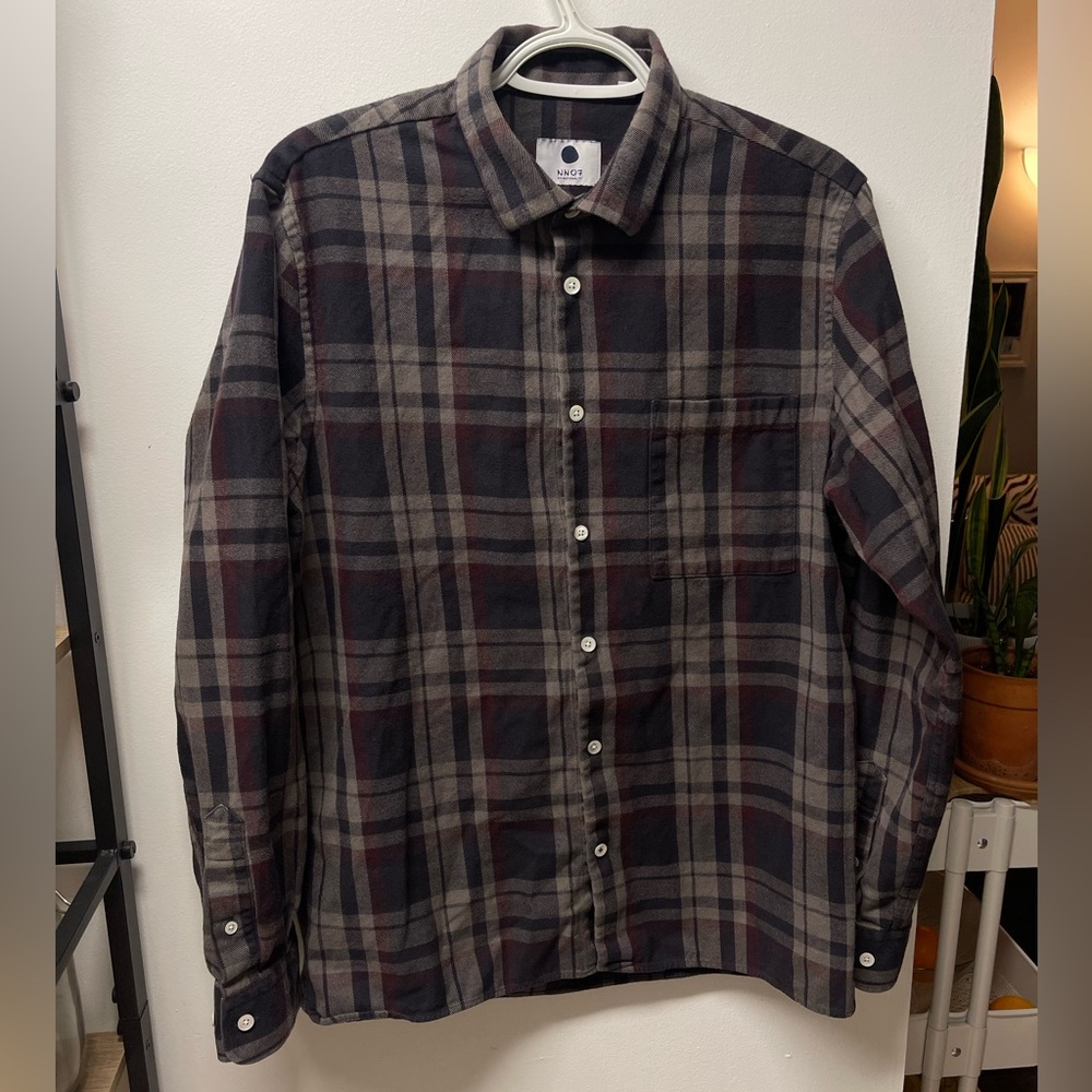 NN07 Basso Classic Plaid Cotton Flannel Casual Button-Up Shirt 100% Cotton Sz M